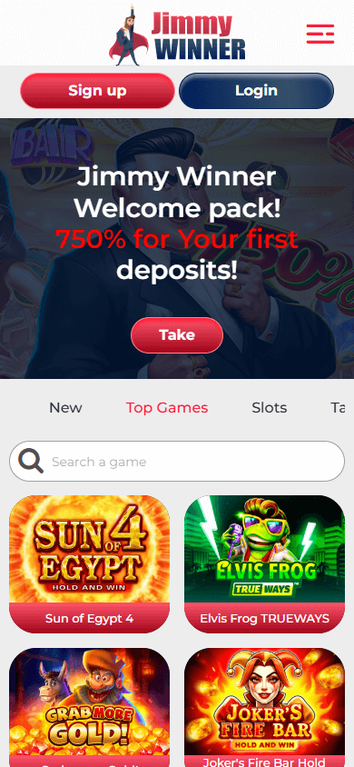 Jimmy Winner Casino Mobile screenshot
